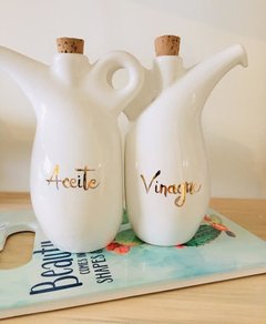 Set de aceite y vinagre pintados - Chez Deco