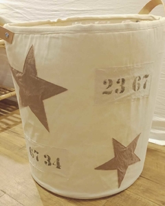 Canasto de ropa de tela estrellas y numeros