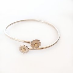 Pulsera Esclava Flores Plata y Oro - comprar online