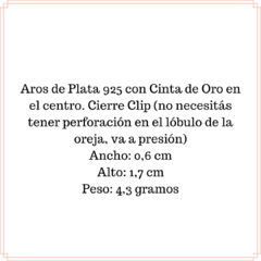 Imagen de Aros Cinta Clip Plata y Oro