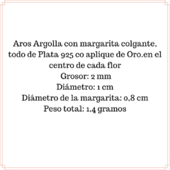 Imagen de Aros Argolla (1 cm) con Margarita. Plata y Oro