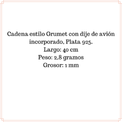 Cadena Grumet con Avión Plata - Joyas MG Plata y Oro