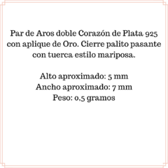 Aros Doble Corazón Plata y Oro - comprar online