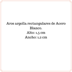 Imagen de Aros Argolla rectangulares Acero Blanco