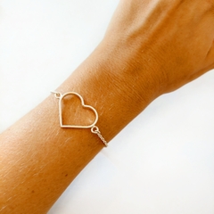 Pulsera Corazón Calado Plata