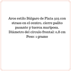 Aros estilo Búlgaro Strass Plata