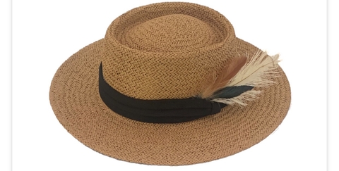 Sombrero - Pampa rafia con pluma