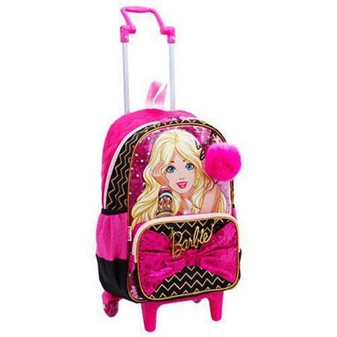 MOCHILA BARBIE COM POMPOM DE CARRINHO