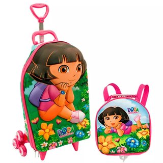 MOCHILA DORA AVENTUREIRA COM LANCHEIRA 3D DE CARRINHO