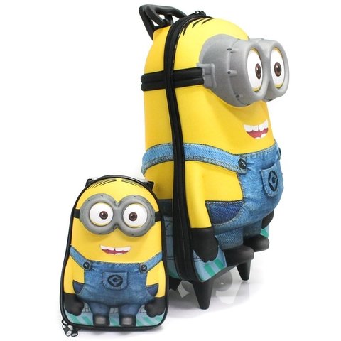 MOCHILA MINNIOS 3D COM LANCHEIRA DE CARRINHO