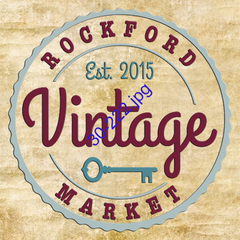 Lámina para decoupage con diseño vintage que incluye una llave y el texto "Rockford Vintage Market Est. 2015".