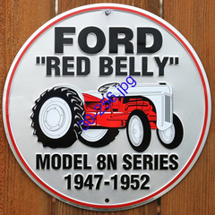 Lámina decorativa de un tractor Ford "Red Belly", modelo 8N, de los años 1947 a 1952.