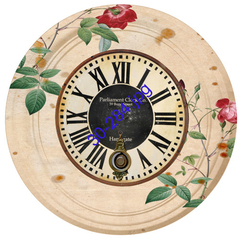 Lámina para decoupage con diseño de reloj vintage y flores, tamaño 30 x 30 cm.