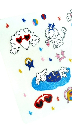 Planchita de stickers perritos - un pez soluble