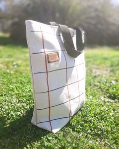 Bolso estampado cuadricula lacre y verde seco - comprar online