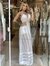 Vestido longo bordado industrial off white Perfect Way - loja online