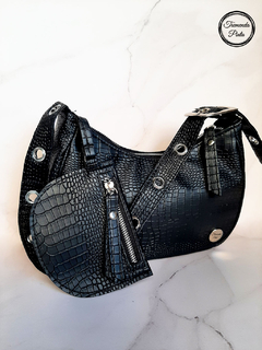 Cartera Tremenda Pinta Osaka Negra Croco - comprar online