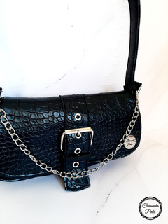 Cartera Tremenda Pinta Manila Negra Croco - tienda online