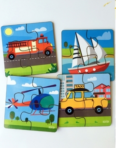 PUZZLE DID�CTICO X 4: TRANSPORTES de 2 O 4 PIEZAS