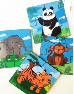 PUZZLE DID�CTICO X 4: ANIMALES DE LA SELVA de 2 O 4 PIEZAS