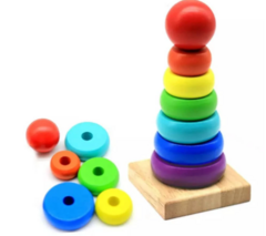 Juego Torre Madera Didáctica Colores Motricidad Fina Promo