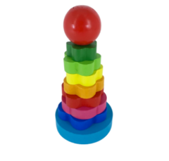 Juego Torre Madera Didáctica Colores Motricidad Fina Promo - Malka Juegos