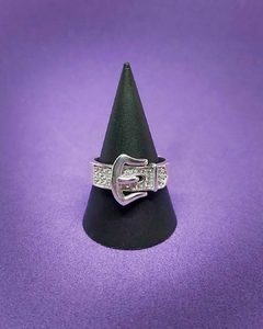 A 714 - Anillo de Plata Rodinada - Cinturón de cubics con hebilla de plata - comprar online