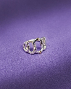 A 929 - Anillo de Plata 925 y Oro - Óvalos lisos y labrados