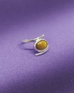 A 960 - Anillo de Plata 925 - Diseño Artesanal @Dahojoyas - Cinta cruzada con Piedra Natural Ojo de Tigre