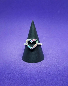 A 970 - Anillo de Plata 925 - Corazón con microcubics de colores incrustados - comprar online