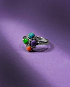 AN 8621 - Anillo de Plata 925 - Centro de Piedras Naturales