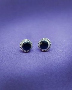 AR 644 - Aros de Plata 925 - Importados Tailandia - Mini Gotas de piedra Azul Facetada con borde punteado