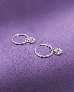 AR 683 - Aros de Plata 925 - Argollas con dije de cubic Corazón