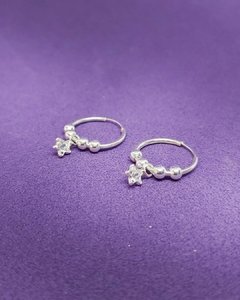 AR 724 - Aros de Plata 925 - Argollas con dije estrella de cubic y bolitas - comprar online