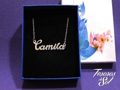 CO 2066 - Conjunto de Plata 925 - Diseño Artesanal @Dahojoyas - Cadena 45 cm con nombre calado - Tesoros de Sol