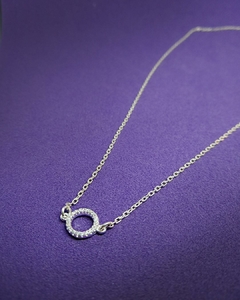 CO 679 - Conjunto Cadena de Plata 925 - Diseño @dahojoyas - Forcet - 50 cm + Dije contorno Círculo de cubic