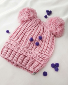 GO 654 - Gorro tejido con pompones "orejitas" para Niñ@s