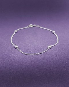 P 614 - Pulsera de Plata 925 - Cadena de mini bolitas con granitos de arroz intercalados