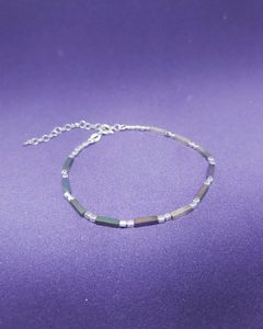 P 646 - Pulsera de Plata 925 - Cubitos de Plata y tubitos de piedra tornasol en degradeé - comprar online