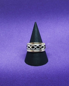 V 24 - Anillo de Plata 925 - Centros Infinitos y Barras de oro