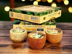 Vela de Soja Cuenco Madera Aromanza x1u