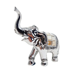 ELEFANTE DECORATIVO DE RESINA PLATEADO 13CM