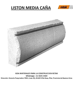 Listón media caña de 50x10x3,5 cm (caja de 10 unidades)