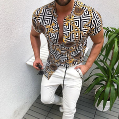Camisa havaiana masculina estampada 