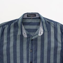 Camisa Casual Azul Listrada 100% Algodão - loja online