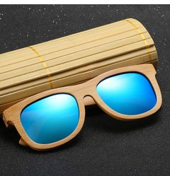 Óculos de sol armação em madeira de bambú lentes polarizadas - comprar online