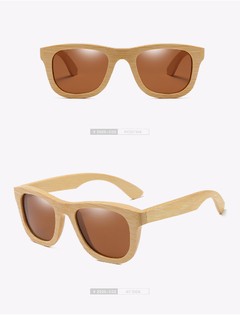 Óculos de sol armação em madeira de bambú lentes polarizadas - loja online