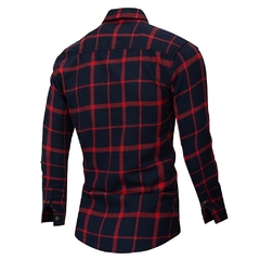 Camisa masculina xadrez com bolso duplo - Frete Grátis