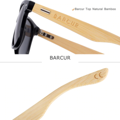 Óculos de sol unissex armação em madeira de bambu  estilo fashion vintage com proteção UV 400