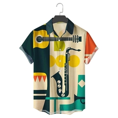Camisa Havaiano Casual, confeccionada tecido de qualidade em poliéster, estilo manga curta. 